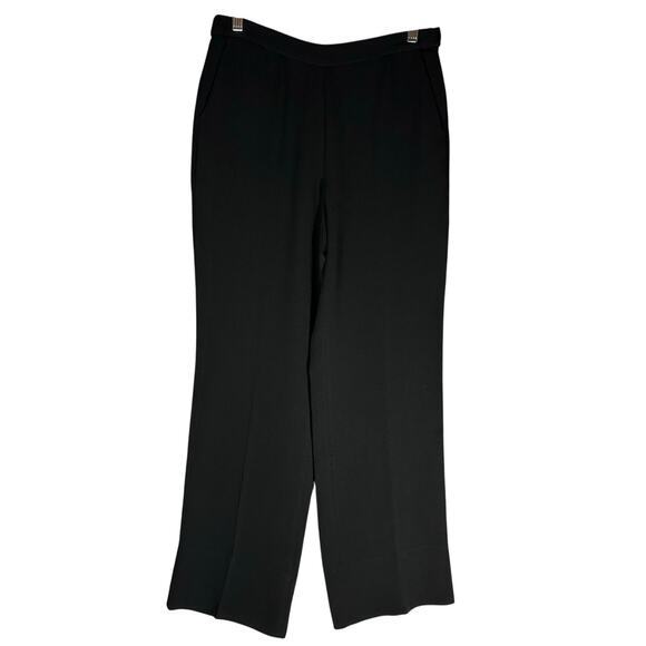 MM Lafleur Black Trouser Slacks Relaxed Straight Leg Sz 6 Adjustable Hem Career - Picture 1 of 13